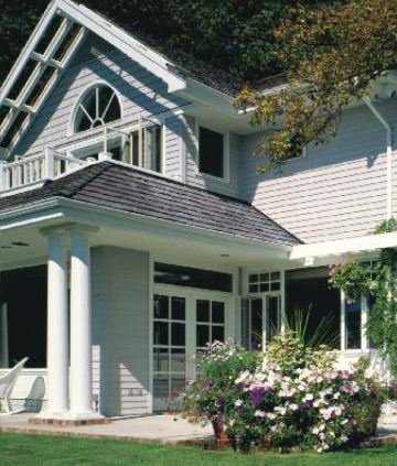 House with decorative siding in West Redding, CT.